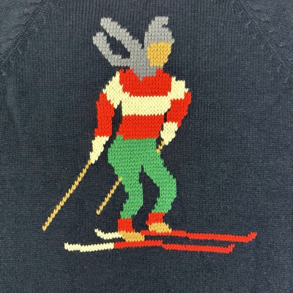 Vintage MacGregor 80s Ski Sweater Navy Skier Intarsia Knit Après Ski Retro - Picture 3 of 10